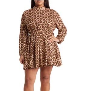 9.  MELLODAY Mini Dress in Red Geo, Size 1X